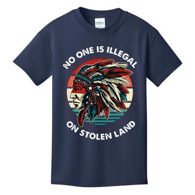 No One Is Illegal On Stolen Land Native Vintage Kids T-Shirt