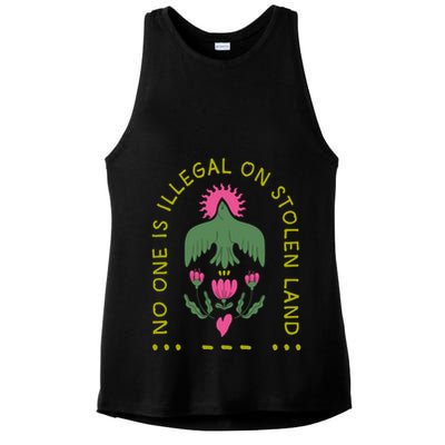 No One Is Illegal On Stolen Land Ladies PosiCharge Tri-Blend Wicking Tank