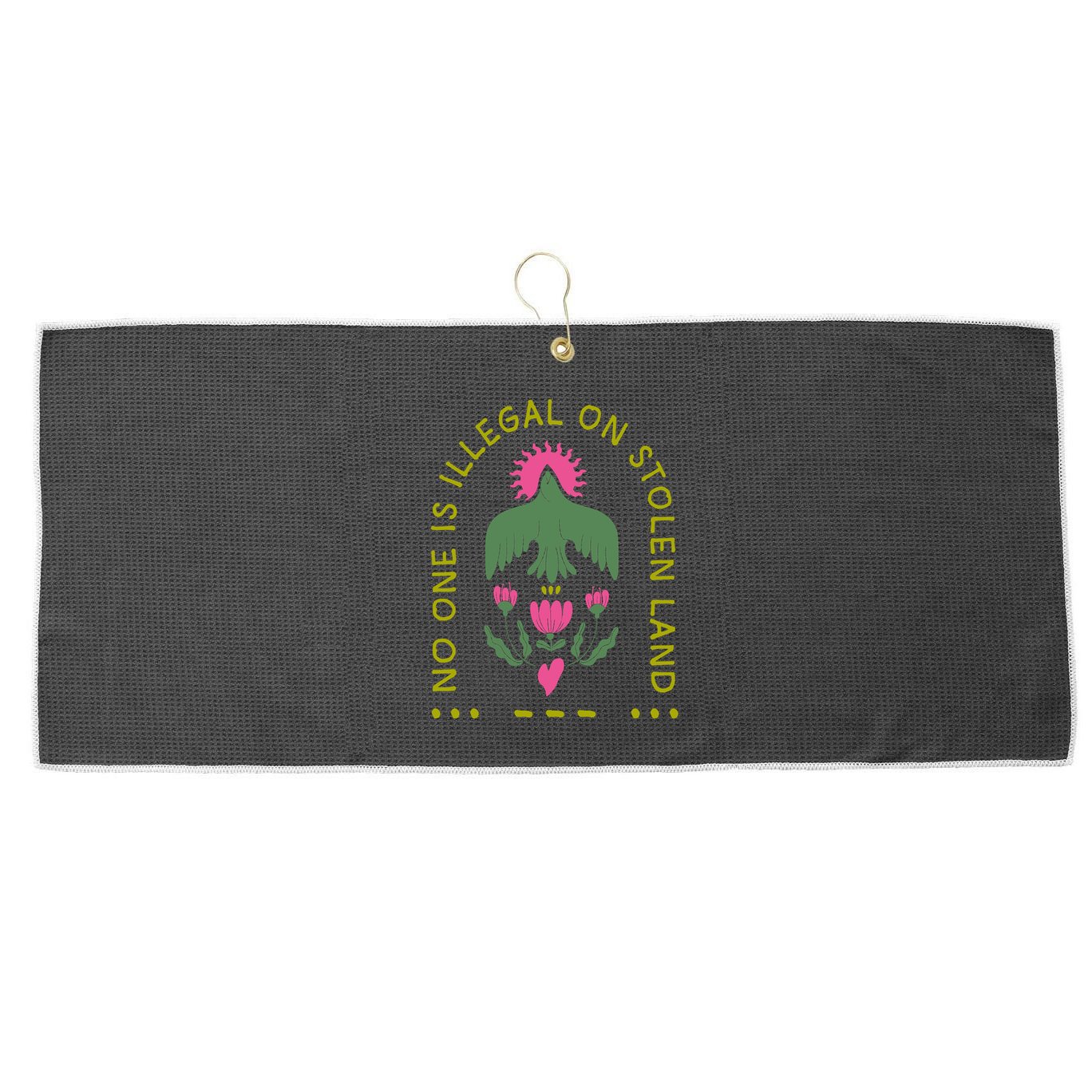 No One Is Illegal On Stolen Land Large Microfiber Waffle Golf Towel