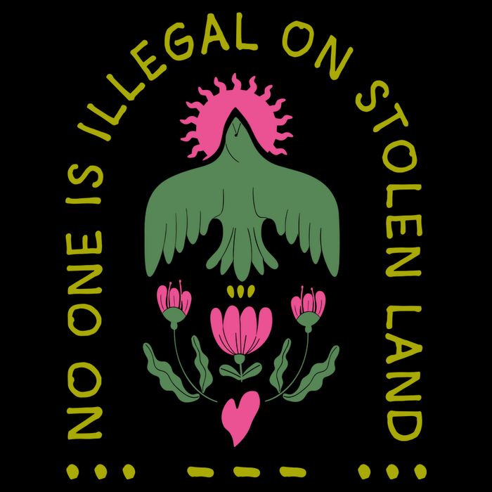 No One Is Illegal On Stolen Land Cropped Pullover Crew