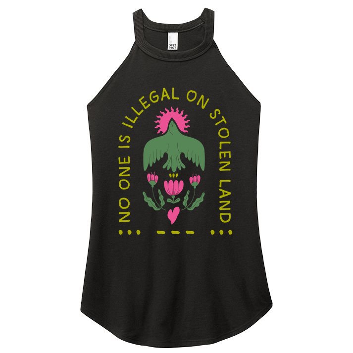 No One Is Illegal On Stolen Land Women's Perfect Tri Rocker Tank