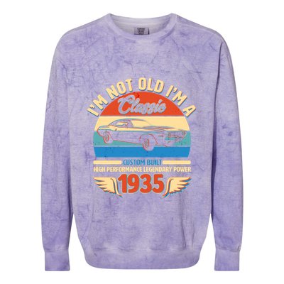 Not Old Im A Classic 1935 Car Lovers 90th Birthday Colorblast Crewneck Sweatshirt
