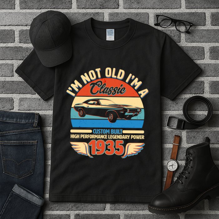 Not Old Im A Classic 1935 Car Lovers 90th Birthday Tall T-Shirt