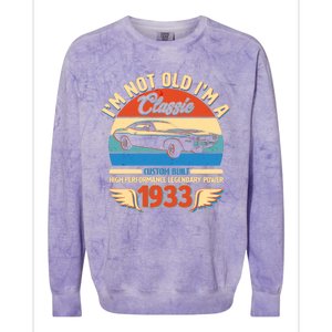 Not Old I'm A Classic 1933 Car Lovers 90th Birthday Colorblast Crewneck Sweatshirt