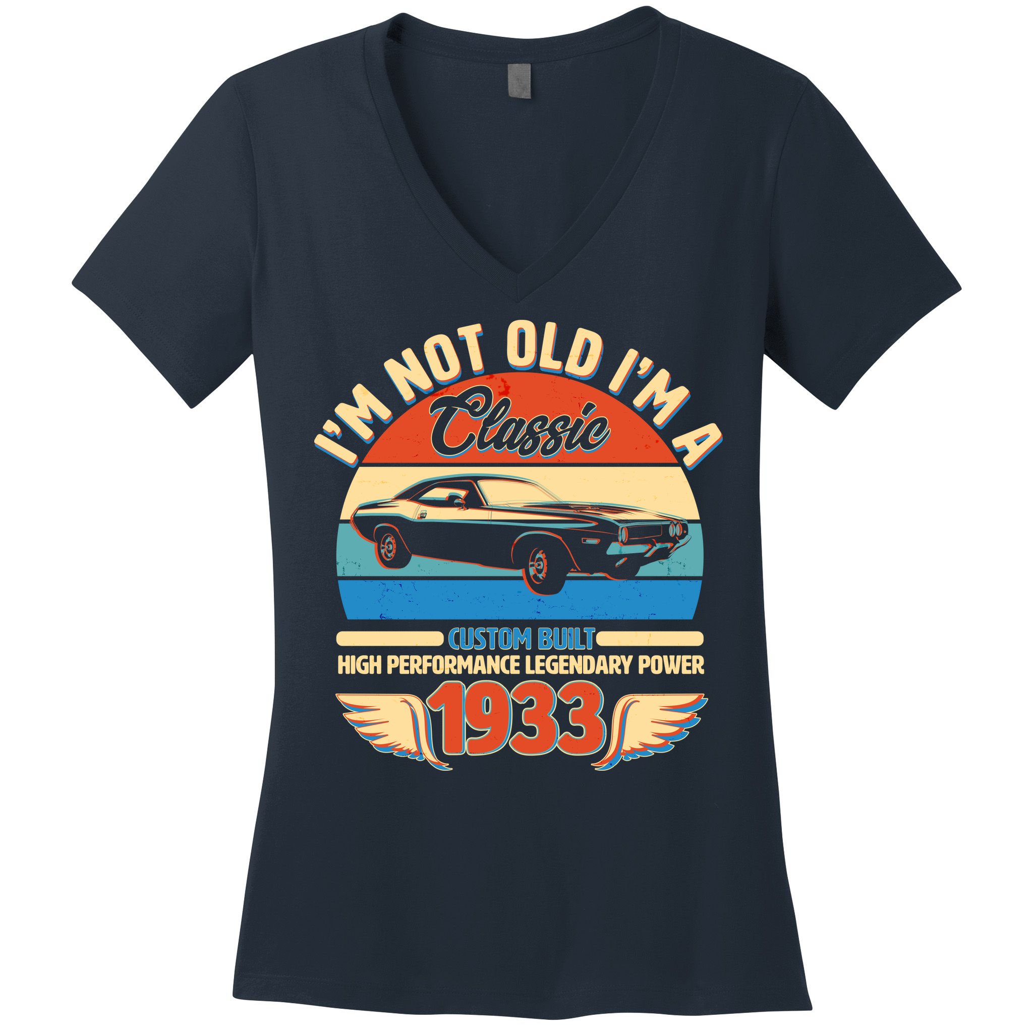 Not Old I'm A Classic 1933 Car Lovers 90th Birthday Women's V-Neck T-Shirt