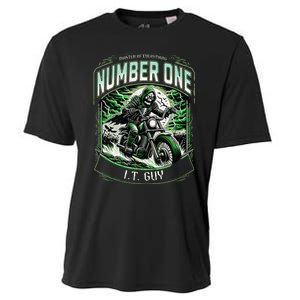 Number One I.T. Guy 1 Skeleton Biker Edition Cooling Performance Crew T-Shirt