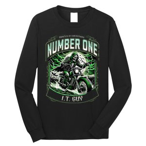 Number One I.T. Guy 1 Skeleton Biker Edition Long Sleeve Shirt