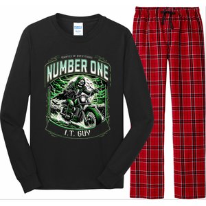 Number One I.T. Guy 1 Skeleton Biker Edition Long Sleeve Pajama Set