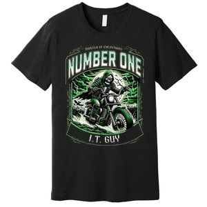 Number One I.T. Guy 1 Skeleton Biker Edition Premium T-Shirt