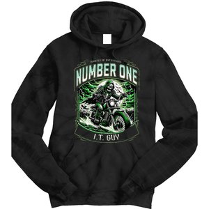 Number One I.T. Guy 1 Skeleton Biker Edition Tie Dye Hoodie