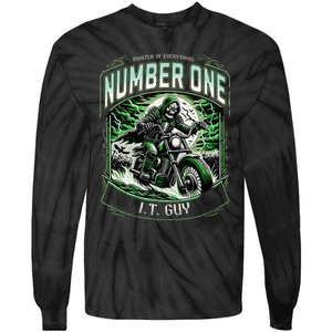 Number One I.T. Guy 1 Skeleton Biker Edition Tie-Dye Long Sleeve Shirt