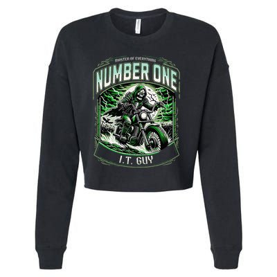 Number One I.T. Guy 1 Skeleton Biker Edition Cropped Pullover Crew