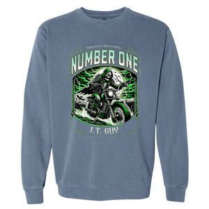 Number One I.T. Guy 1 Skeleton Biker Edition Garment-Dyed Sweatshirt