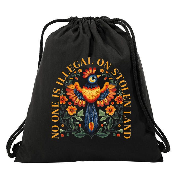 No One Is Illegal On Stolen Land Native Americans Drawstring Bag