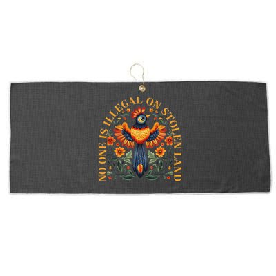 No One Is Illegal On Stolen Land Native Americans Large Microfiber Waffle Golf Towel
