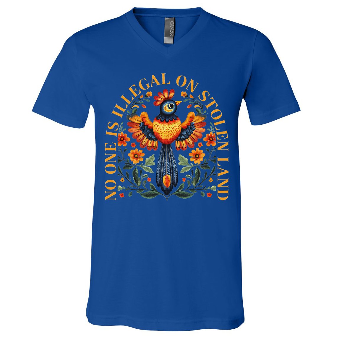 No One Is Illegal On Stolen Land Native Americans V-Neck T-Shirt