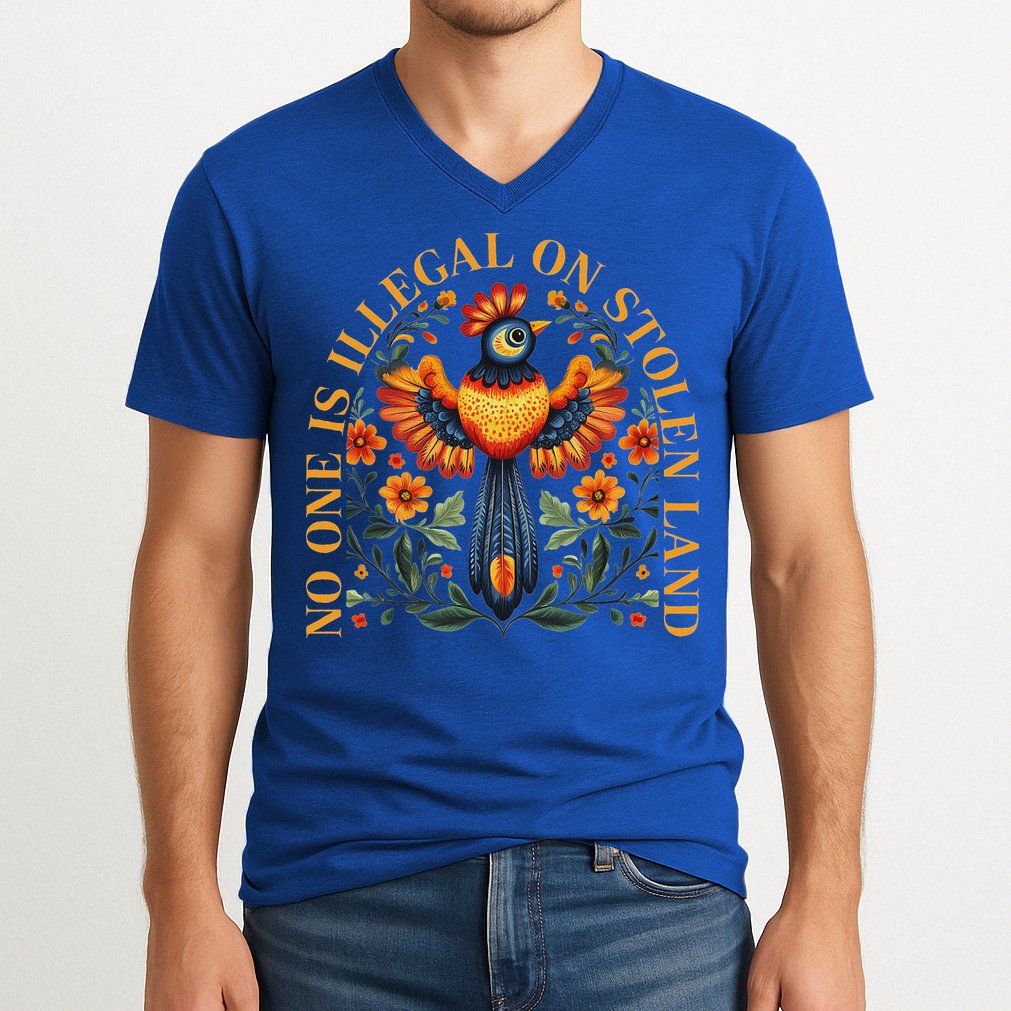No One Is Illegal On Stolen Land Native Americans V-Neck T-Shirt