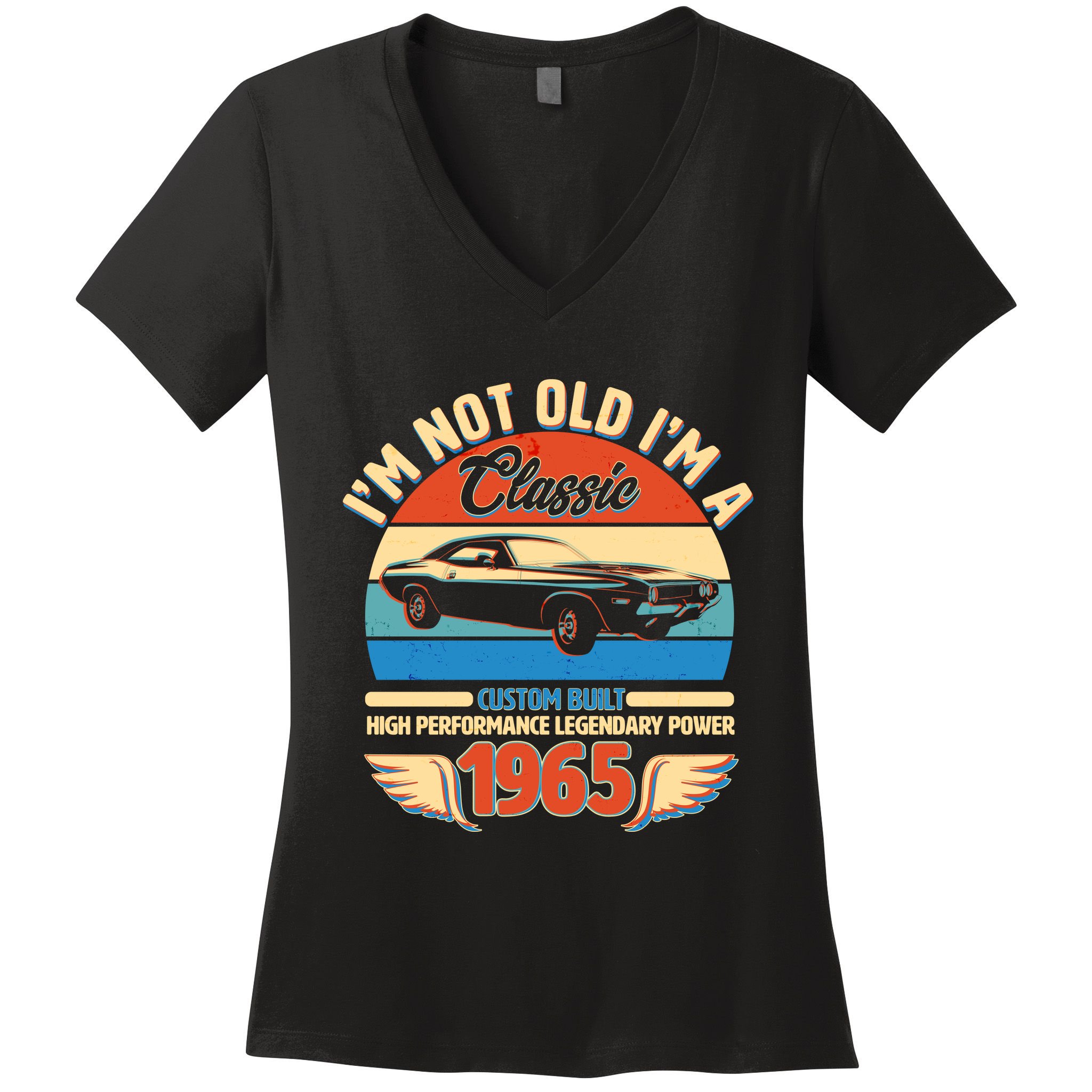 Not Old Im A Classic 1965 Car Lovers 60th Birthday Women's V-Neck T-Shirt