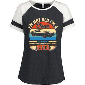 Not Old I'm A Classic 1973 Car Lovers 50th Birthday Enza Ladies Jersey Colorblock Tee