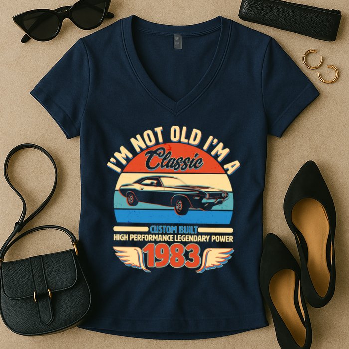 Not Old I'm A Classic 1983 Car Lovers 40th Birthday Women's V-Neck T-Shirt