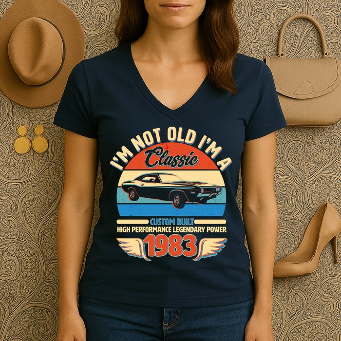 Not Old I'm A Classic 1983 Car Lovers 40th Birthday Women's V-Neck T-Shirt