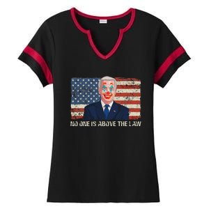 No One Is Above The Law Funny Joe Biden Usa Flag Ladies Halftime Notch Neck Tee