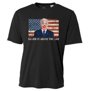 No One Is Above The Law Funny Joe Biden Usa Flag Cooling Performance Crew T-Shirt