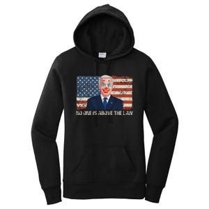 No One Is Above The Law Funny Joe Biden Usa Flag Women's Pullover Hoodie