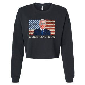 No One Is Above The Law Funny Joe Biden Usa Flag Cropped Pullover Crew