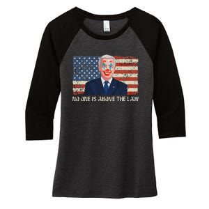 No One Is Above The Law Funny Joe Biden Usa Flag Women's Tri-Blend 3/4-Sleeve Raglan Shirt