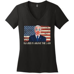 No One Is Above The Law Funny Joe Biden Usa Flag Women's V-Neck T-Shirt