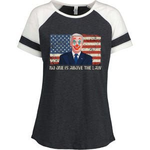 No One Is Above The Law Funny Joe Biden Usa Flag Enza Ladies Jersey Colorblock Tee