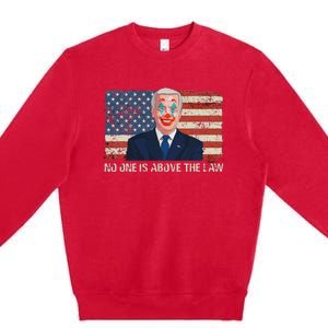 No One Is Above The Law Funny Joe Biden Usa Flag Premium Crewneck Sweatshirt