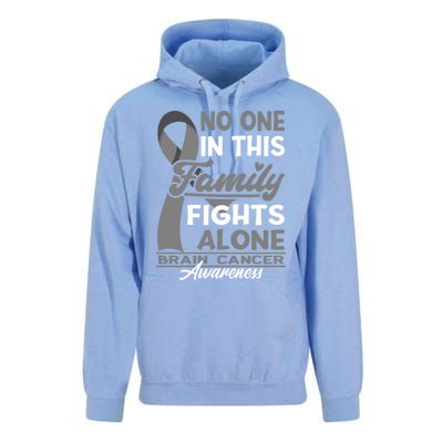 No One In This Family Fights Alone I Brain Cancer Awareness Gift Unisex Surf Hoodie