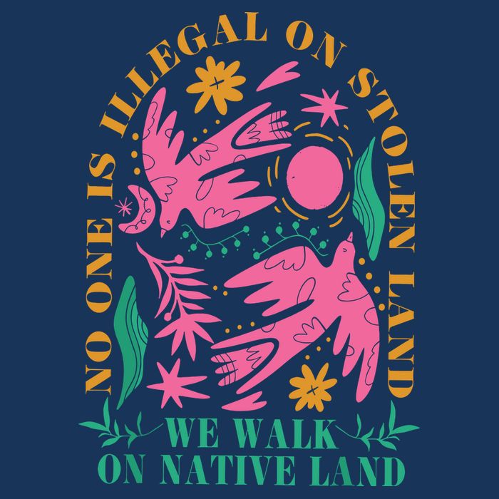No One Is Illegal On Stolen Land We Walk On Native Land Drawstring Bag