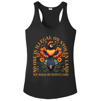 No One is Illegal on Stolen Land We Walk On Native Land Ladies PosiCharge Competitor Racerback Tank