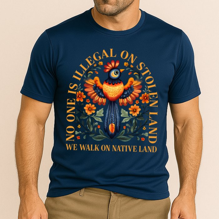 No One is Illegal on Stolen Land We Walk On Native Land Cooling Performance Crew T-Shirt