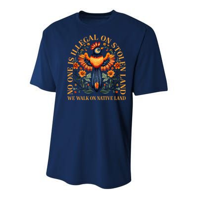 No One is Illegal on Stolen Land We Walk On Native Land Youth Performance Sprint T-Shirt