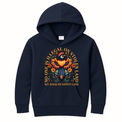 No One is Illegal on Stolen Land We Walk On Native Land Kids Hoodie