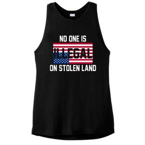 No One Is Illegal On Stolen Land Ladies PosiCharge Tri-Blend Wicking Tank