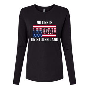 No One Is Illegal On Stolen Land Womens Cotton Relaxed Long Sleeve T-Shirt