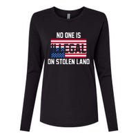 No One Is Illegal On Stolen Land Womens Cotton Relaxed Long Sleeve T-Shirt