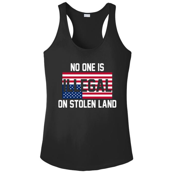 No One Is Illegal On Stolen Land Ladies PosiCharge Competitor Racerback Tank