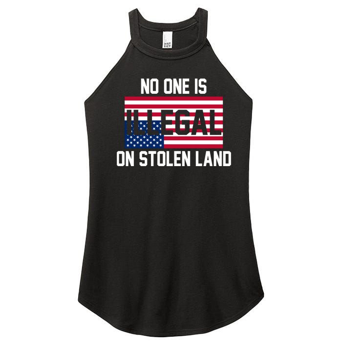 No One Is Illegal On Stolen Land Women's Perfect Tri Rocker Tank