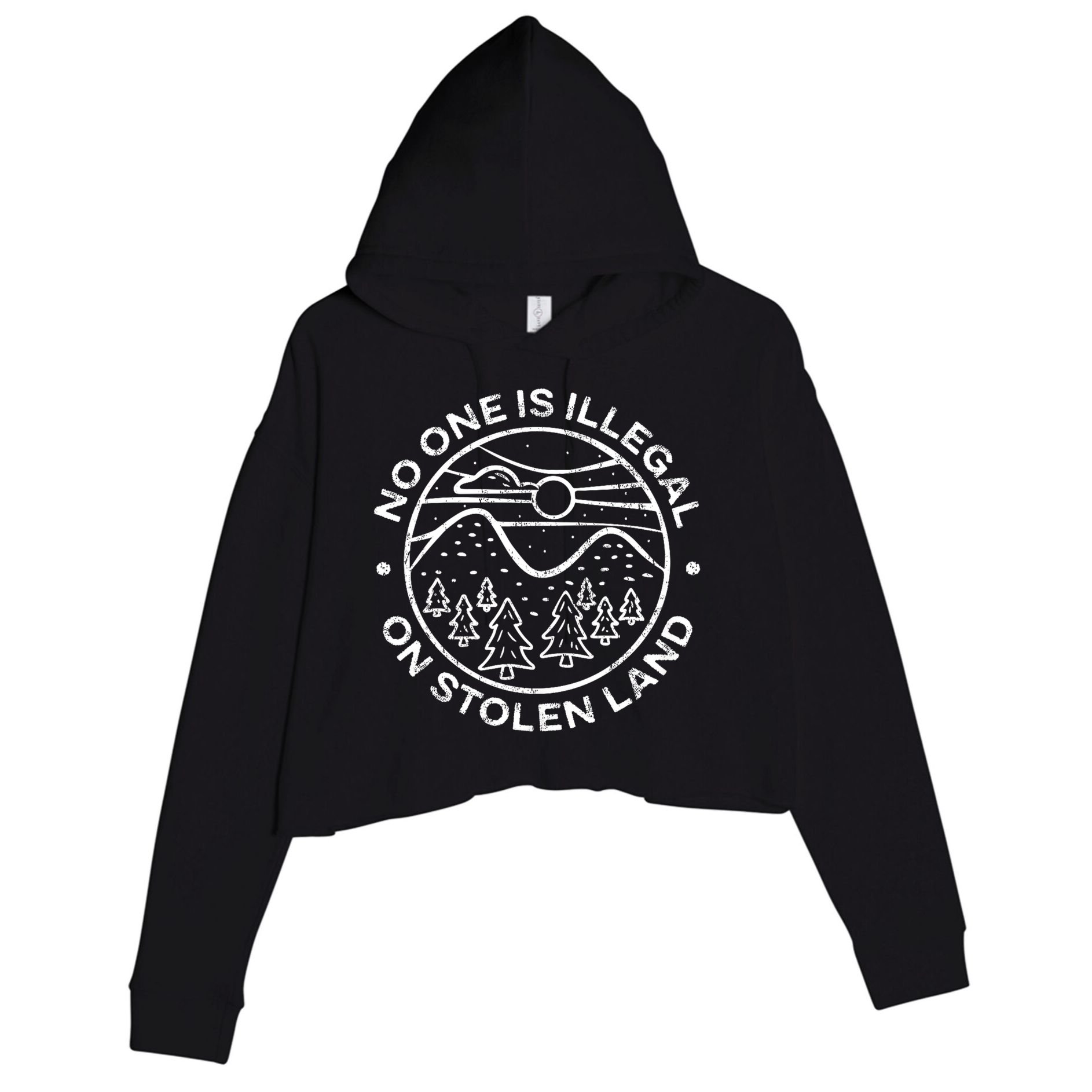 No one is illegal on stolen land Native Tribe Crop Fleece Hoodie
