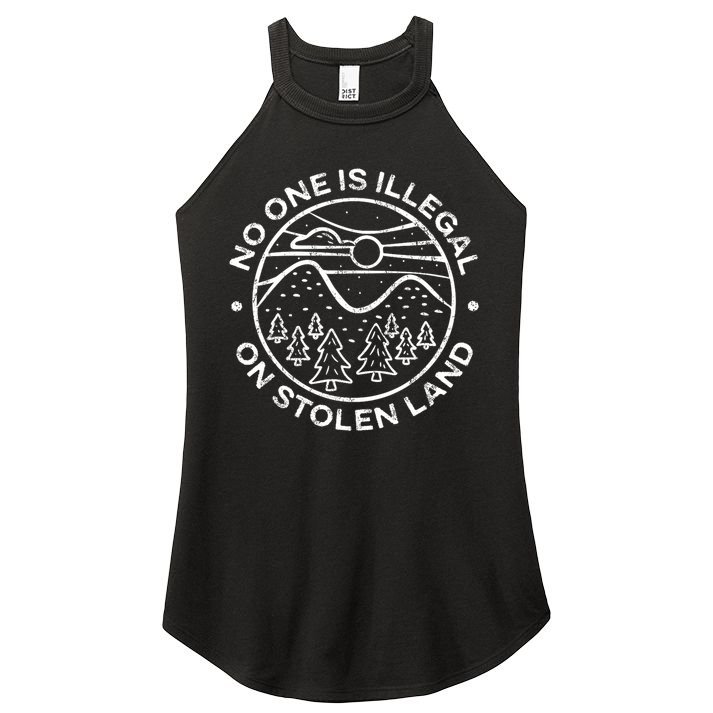 No one is illegal on stolen land Native Tribe Women's Perfect Tri Rocker Tank