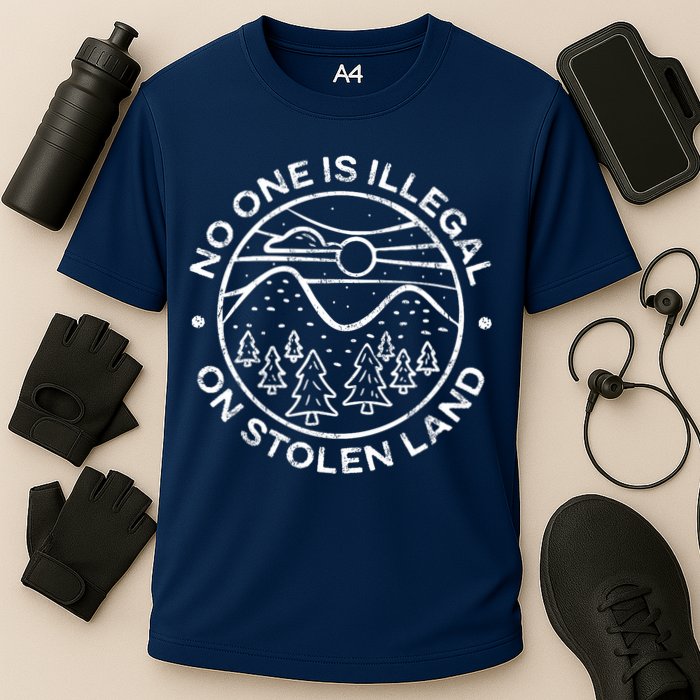 No one is illegal on stolen land Native Tribe Cooling Performance Crew T-Shirt