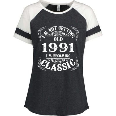 Not Old I Am Classic 1991 32nd Birthday Gift For 32 Year Old Enza Ladies Jersey Colorblock Tee