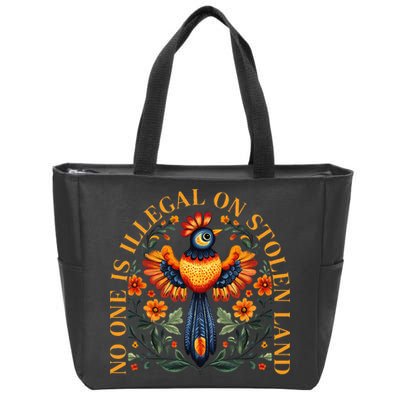 No One Is Illegal On Stolen Land Native Americans Vintage Gift Zip Tote Bag
