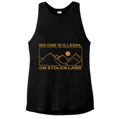 No One Is Illegal On Stolen Land Ladies PosiCharge Tri-Blend Wicking Tank